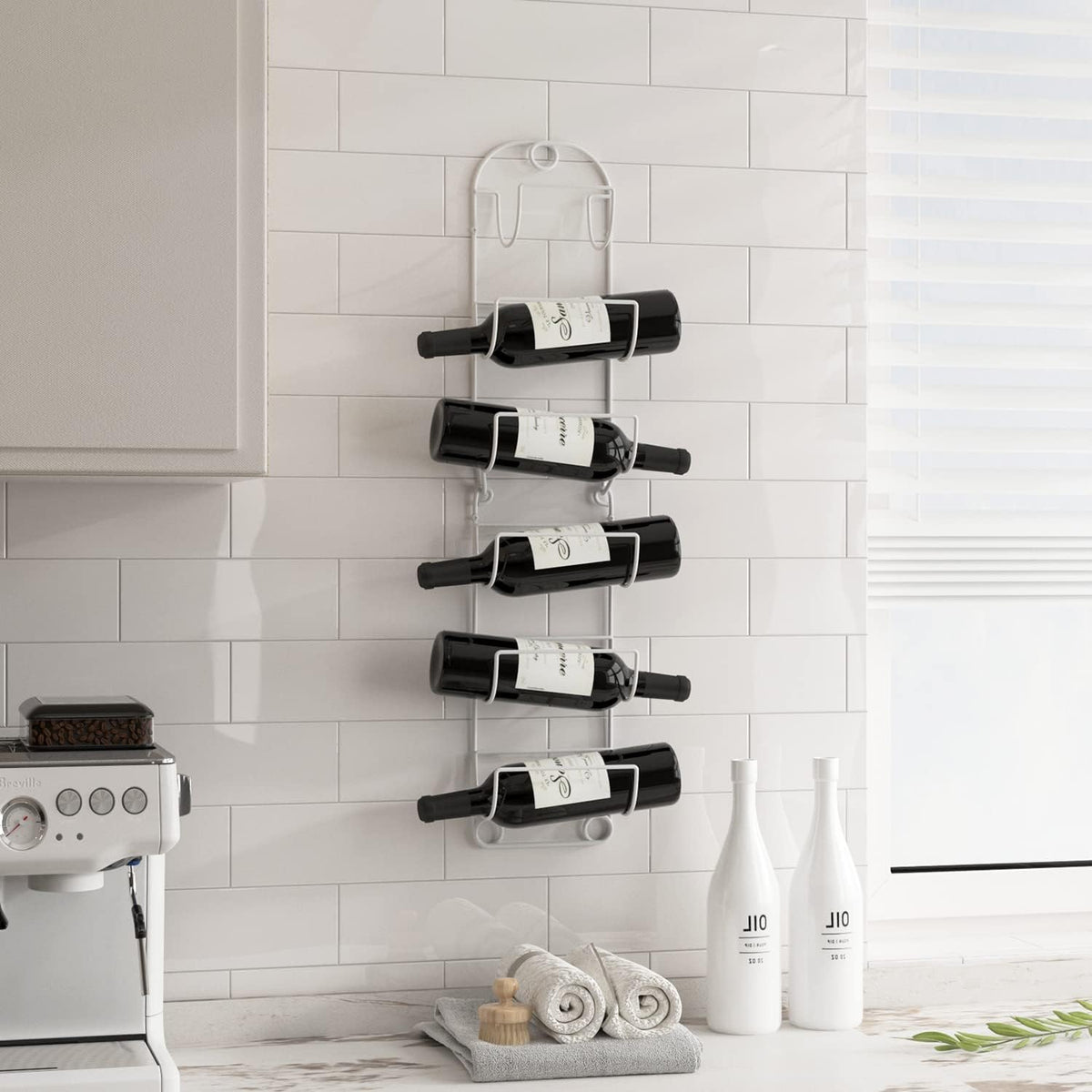 Towel Racks for Bathroom Wall Mounted Metal Wine Rack Towel Shelf Towel Holder for Bath White