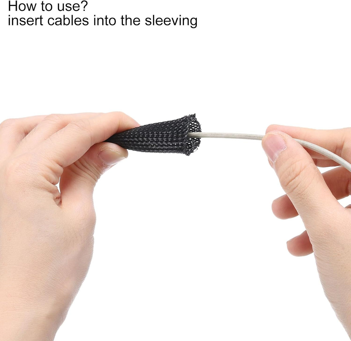 uxcell Cable Sleeving, 1/4 inch -100ft PET Braided Cable Sleeve, Expandable Braided Cable Sleeve for TV/Computer/Home Theater/Other Home Device Cable - Black