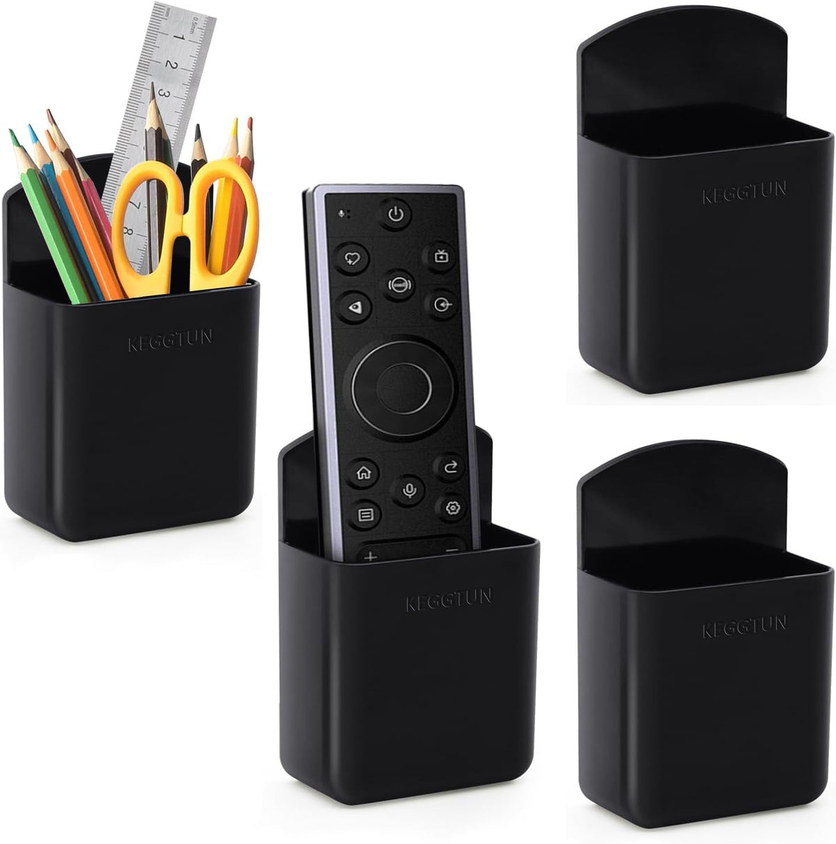 4 Pcs Self-adhesive Remote Control Holder, Wall Mount TV Remote Organizer