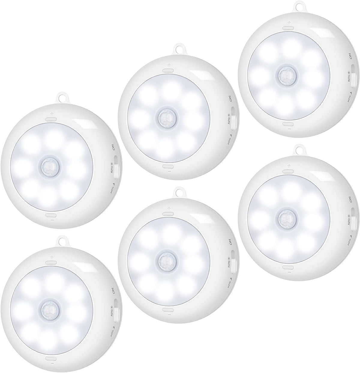 Alivation Motion Sensor Light Indoor, LED Closet Light Battery Operated, Night Light Under Cabinet Lighting, 3 AA Battery Powered, Puck Lights for Wall, Stair, Dimmable (6 Pack)
