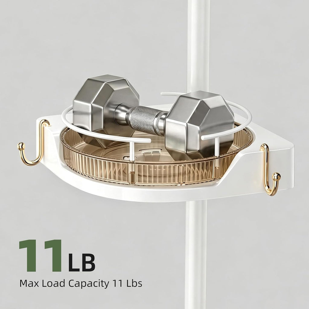 360°Rotating Corner Shower Caddy Organizer Tension Pole,Gold