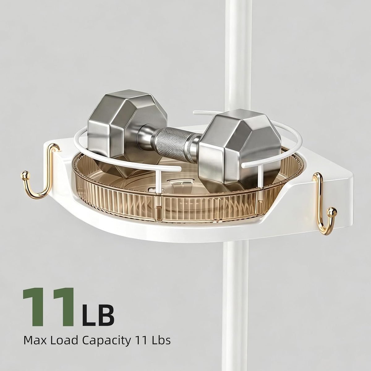 360°Rotating Corner Shower Caddy Organizer Tension Pole,Gold