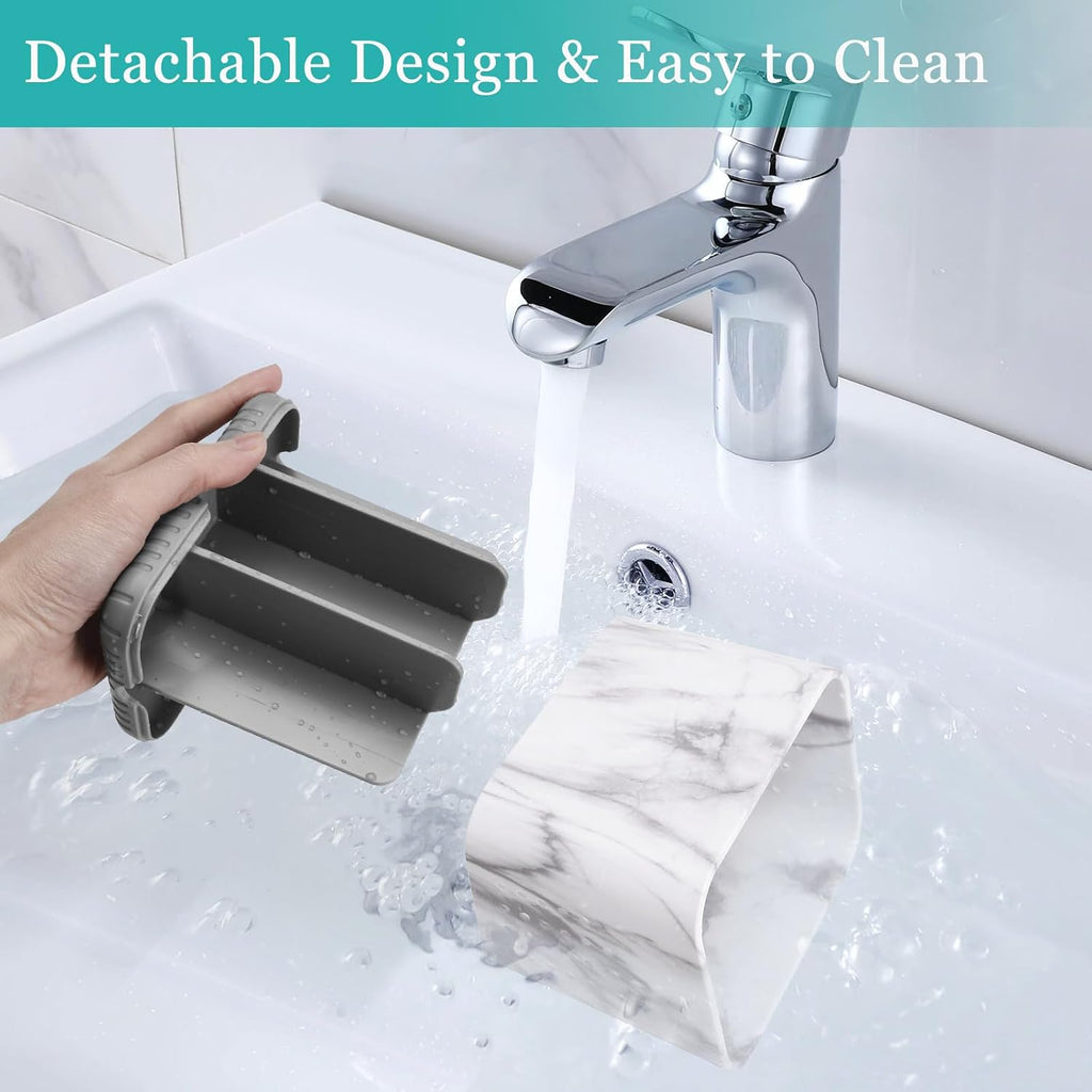 Toothbrush Holder for Bathrooms, Toothbrush Organizer (Grey Marble Grain)
