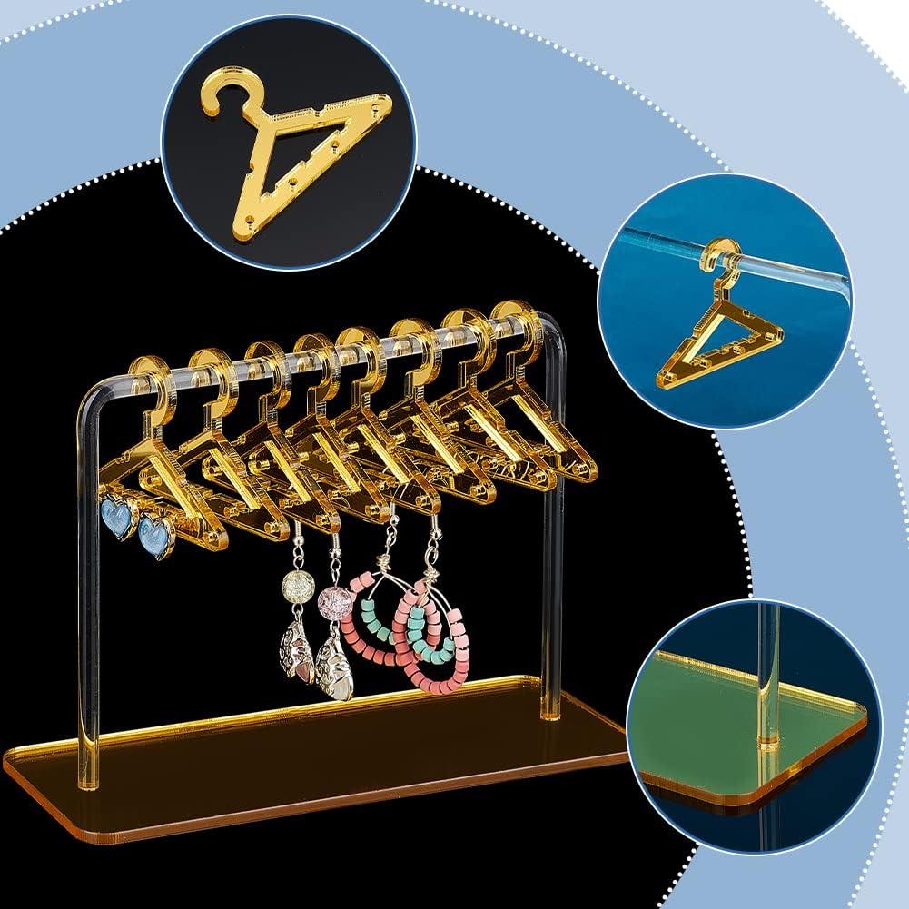 PH PandaHall Earring Holder Stand, Cloth-Horse Shape Jewelry Display Gold Dangle Earring Hanging Organizer Acrylic Ear Studs Display Rack for Retail Show Personal Exhibition, 2.3x5.9x4.2inch