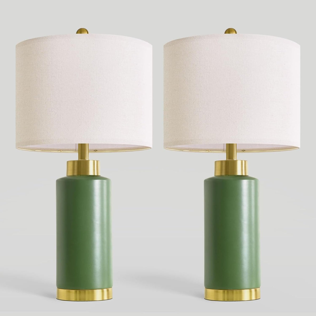USumkky 25'' Ceramic Table Lamps Set of 2 for Bedroom Living Room Green