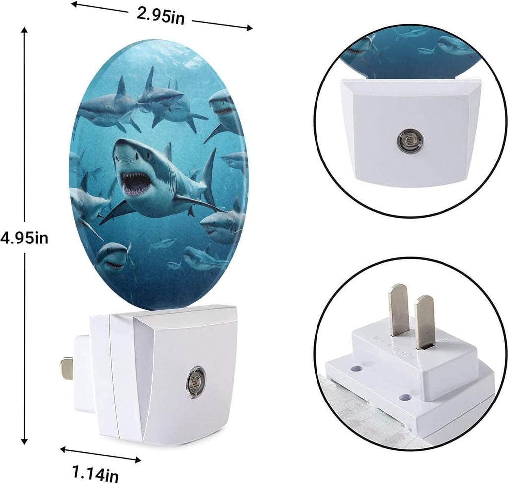 Deep Ocean Shark Night Light, Plug in Nightlight with Dusk to Dawn Sensor