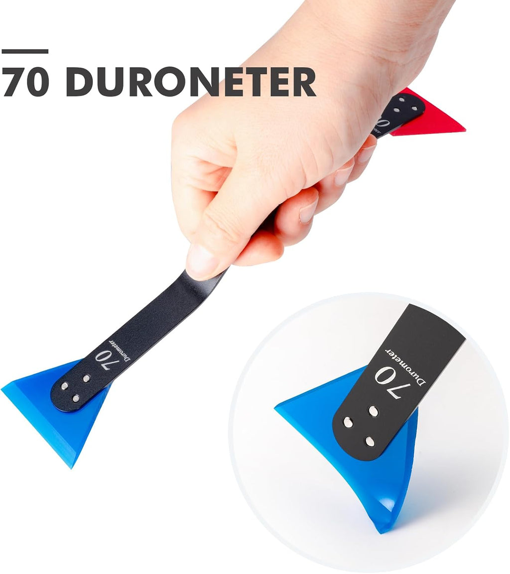 FOSHIO Mini Squeegee 2 Pack Vinyl Wrap Tools for Window Tinting Quarter Windows and Hard to Reach Areas, Cleaning for Vehicle Side Mirrors, 2-in-1 Different Hardness Rubber Blades with Curved Handle