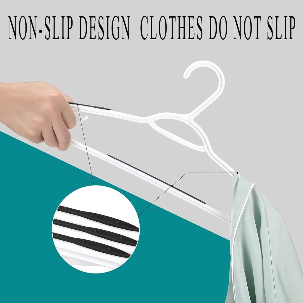 Plastic Hangers 30 Pack - Non Slip Clothes Hangers,Holds up to 18 lbs, Slim Space Saving Hangers for Suit,Dress,t Shirts,Blouse,Coats, Pants (White)