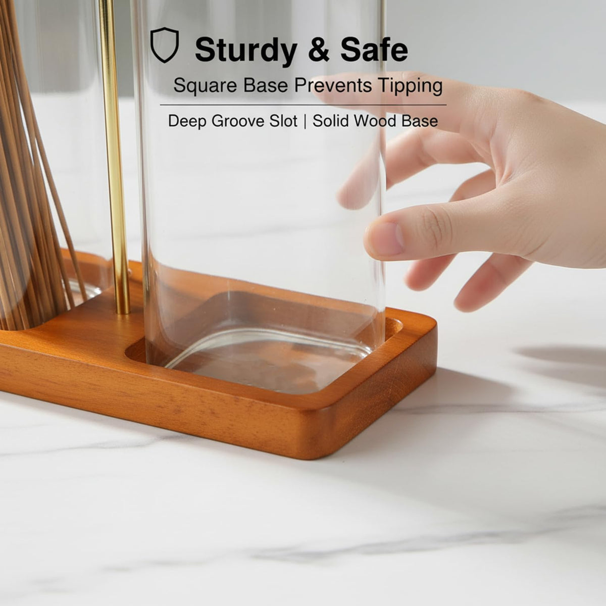2 in 1 Incense Holder, Upside Down Glass Incense Holder for Sticks, Anti-Ash Incense Burner with Ash Catcher & Incense Storage for Meditation Yoga Spa Home Decor (Square)