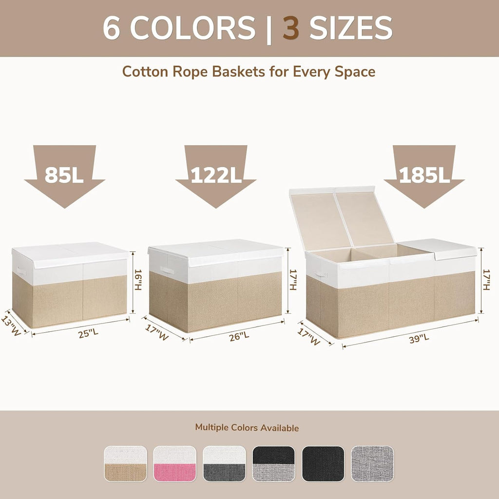 INDRESSME 85L Large Toy Storage Box with Lid & Dividers, Grey
