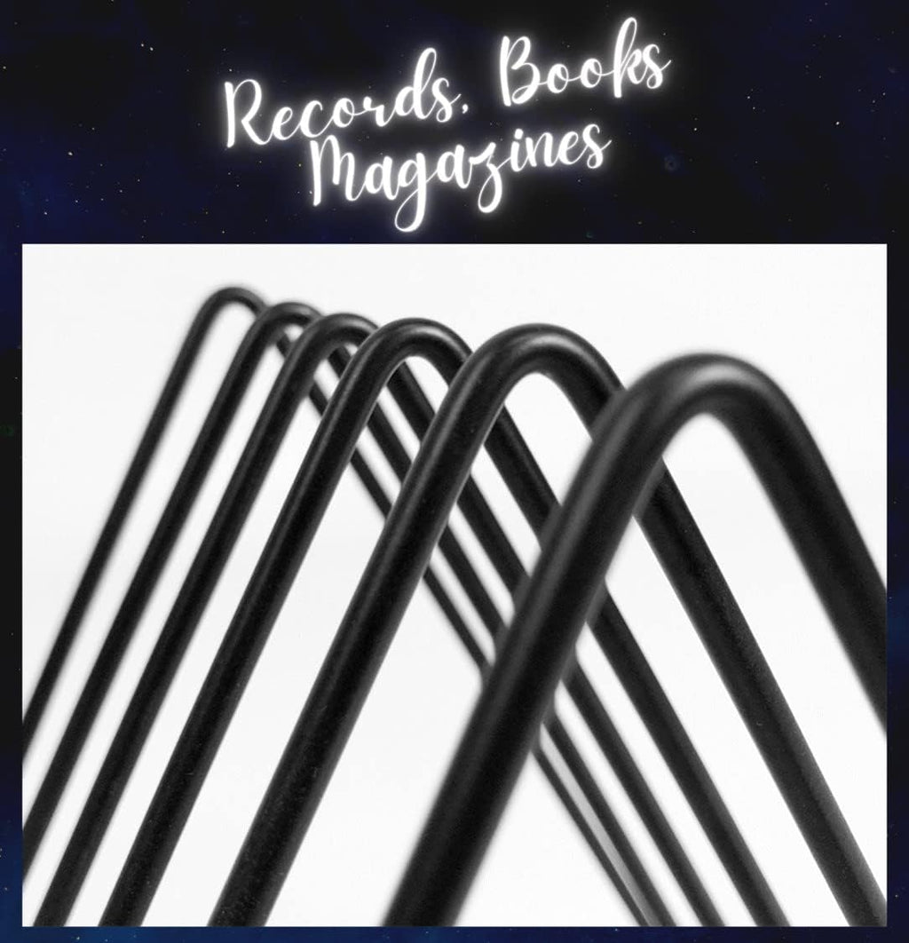 Vinyl Record Storage Holder Stand - Premium Triangle Metal Wire Magazine and Book Rack holds up to 33 Lp Album Records, Simple, Functional and Contemporary Vinyl Organizer - Small 5slots (Rose)