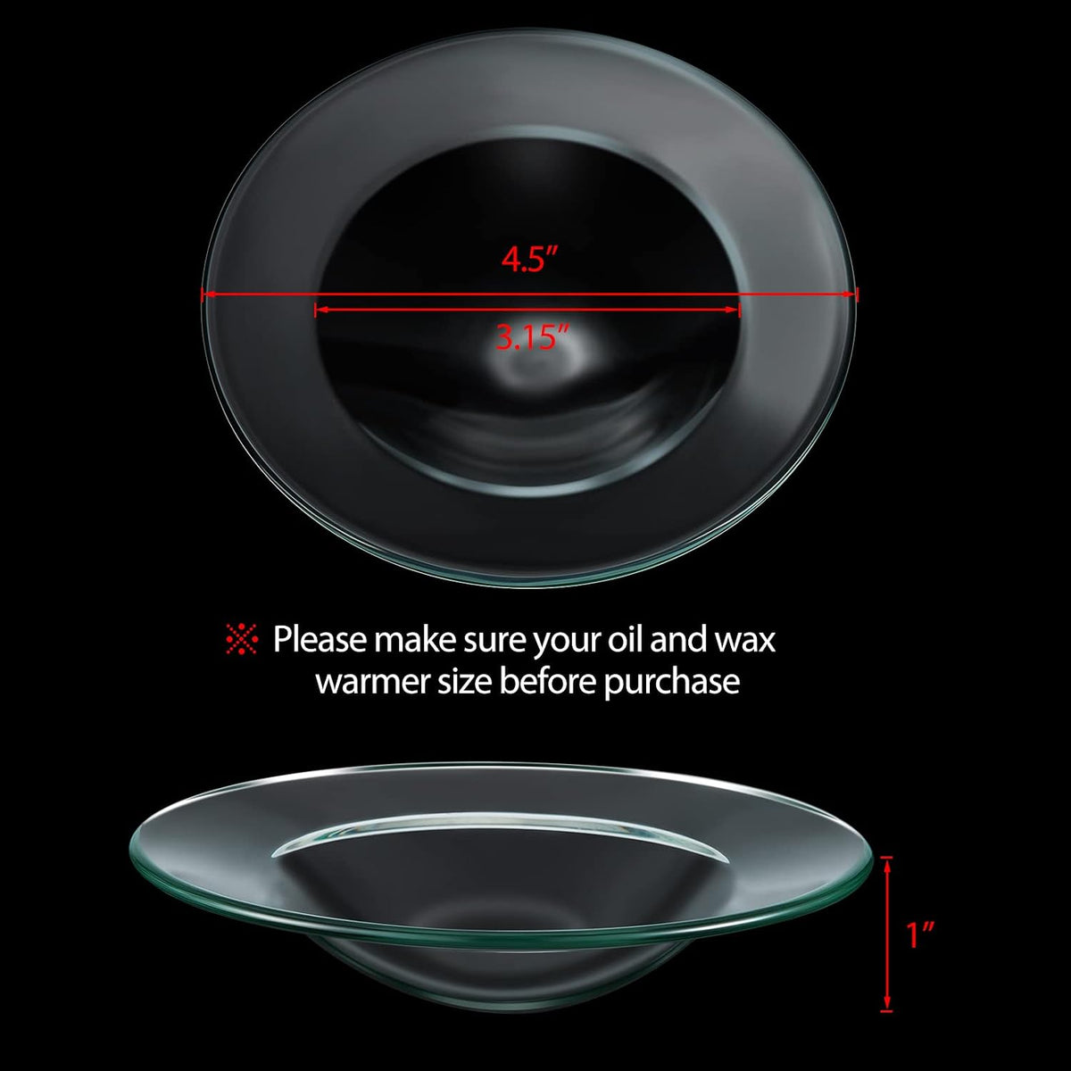 Patelai 4 Pieces Replacement Wax Warmer Dish, 4.5 Inches Round Glass Plate