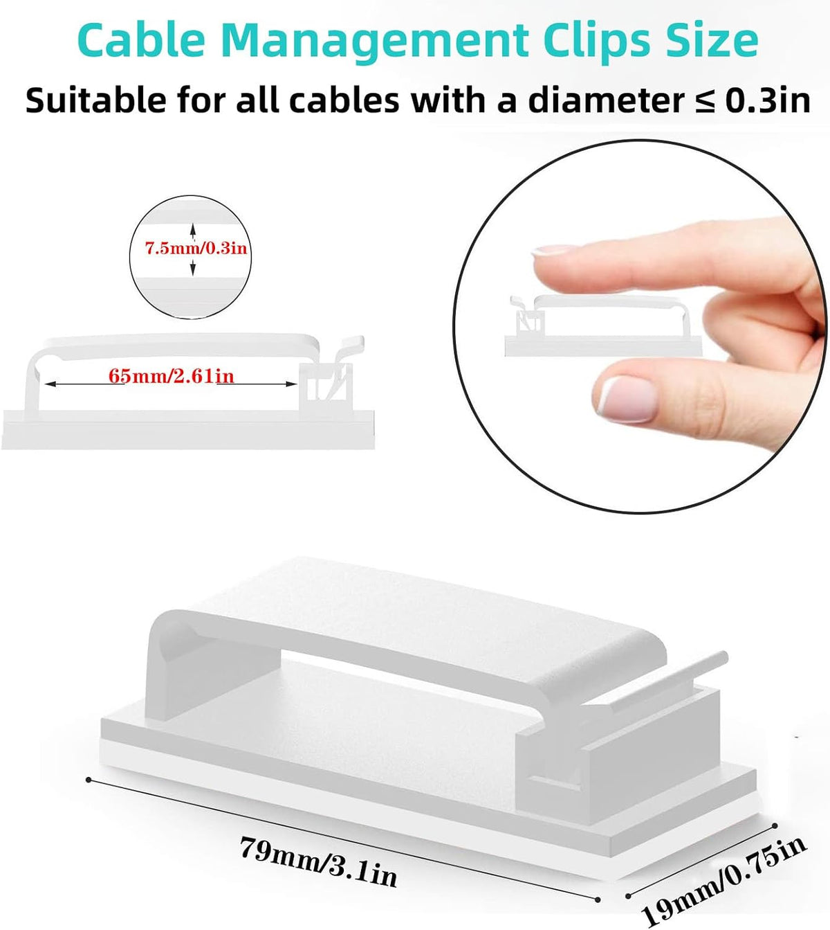 for Desk Under Table Wire Management Adhesive Cable Clips 29Pcs(White).Used for Computer pc,tv,ethernet Wires Cable Management on Large Cable Hooks Organizer Clips