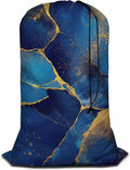 Swono Abstract Fluid Art Large Capacity Laundry Hamper Basket Alcohol Ink Painting Golden Swirls Storage Baskets for Bedroom, Bathroom, Dorm, Washing Room, Oxford Cloth, Blue