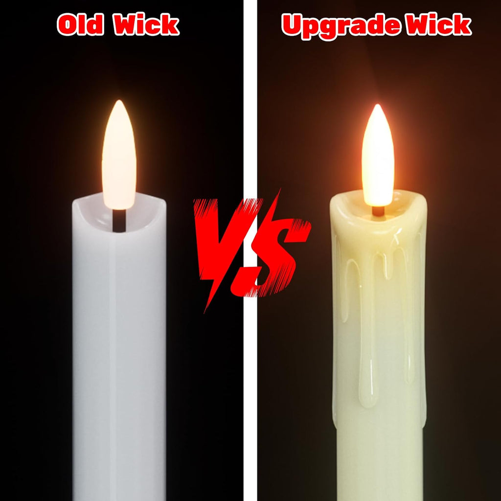 Ivory Dripping Flameless Taper Candles with Remote and Timer 6Pack