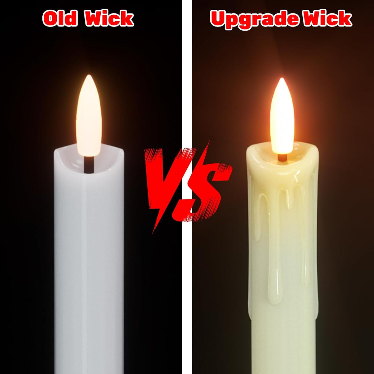 Ivory Dripping Flameless Taper Candles with Remote and Timer 6Pack