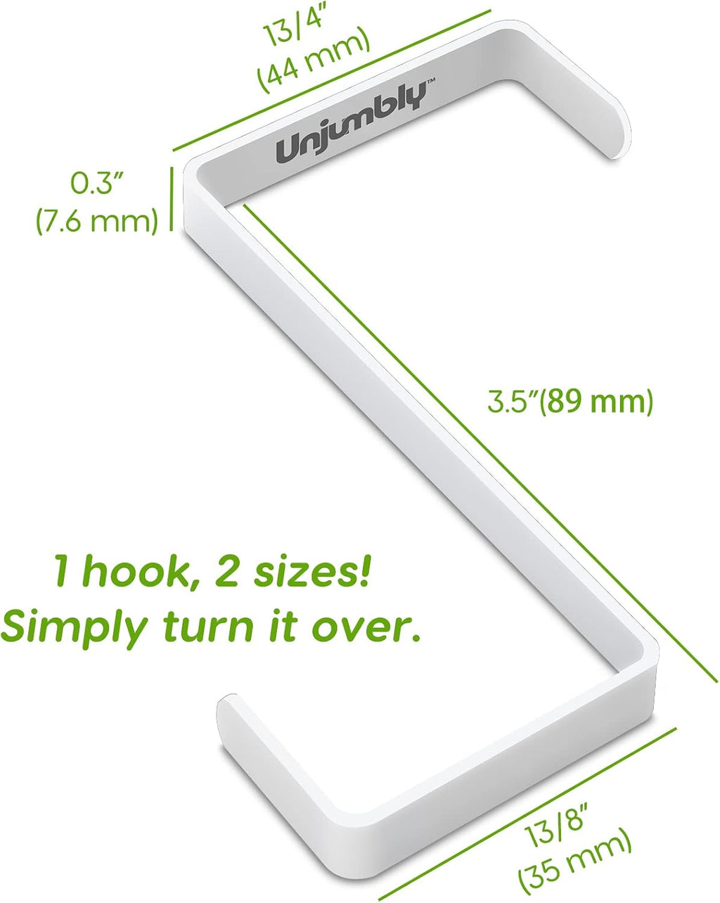 4 Pack Over The Door Hooks - Fitting Door Width Between 1 3/8" and 1 3/4", Reversible Door Hangers for Hanging Clothes, Towels, Coats and More (White)