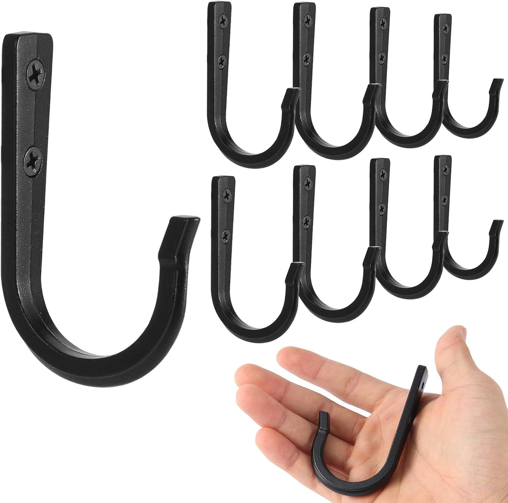 4Pcs Wall Hooks for Hanging Coat/Towel - 50LB Screw in Metal Hanger Wall Mount, for Outdoor, Closet, Door, Bathrooms, for Backpack, Robe