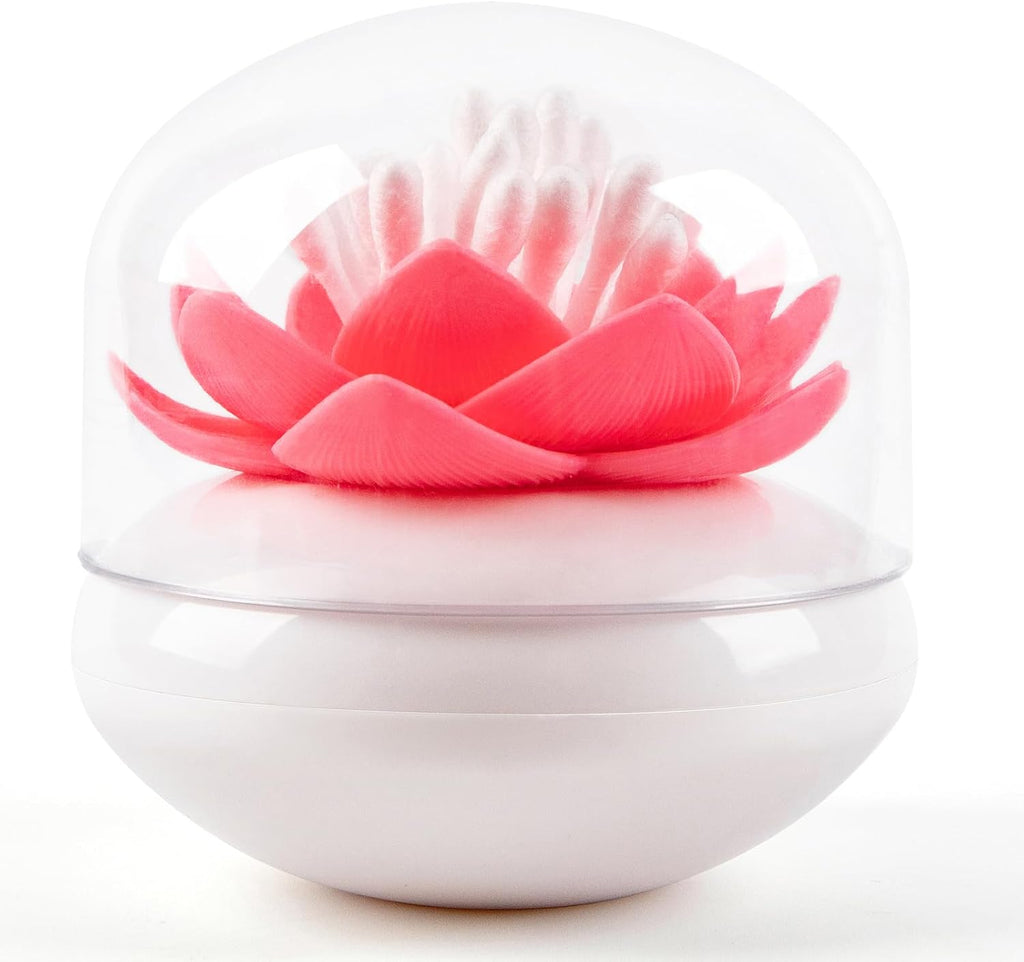Bloss Lotus Cotton Swab Holder, Qtip Dispenser, Toothpicks Organizer-Pink