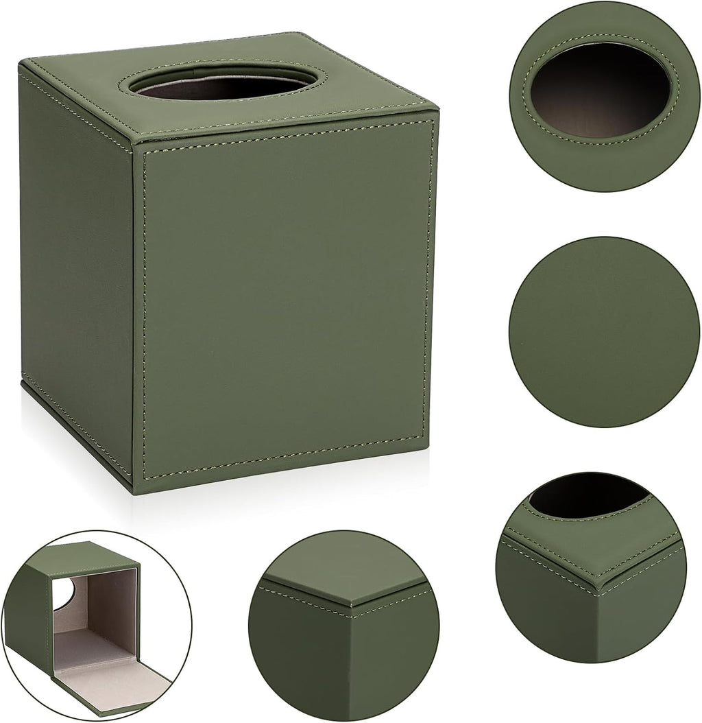 Sumnacon Square Tissue Box Cover with Magnetic Bottom,PU Tissue Box Holder