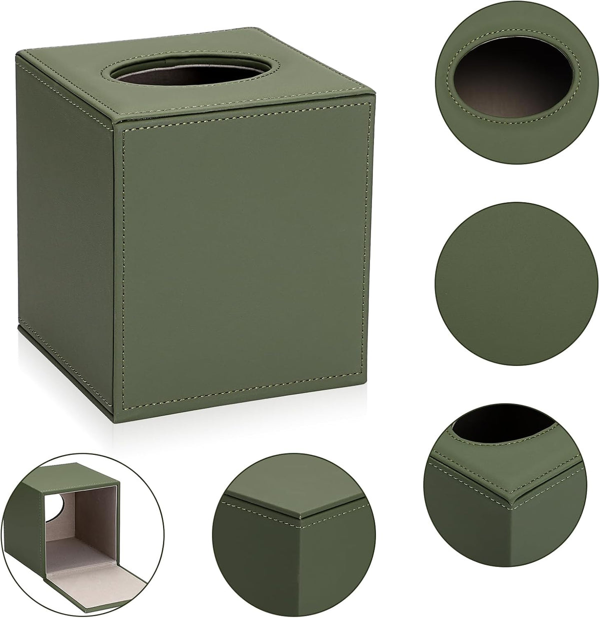 Sumnacon Square Tissue Box Cover with Magnetic Bottom,PU Tissue Box Holder