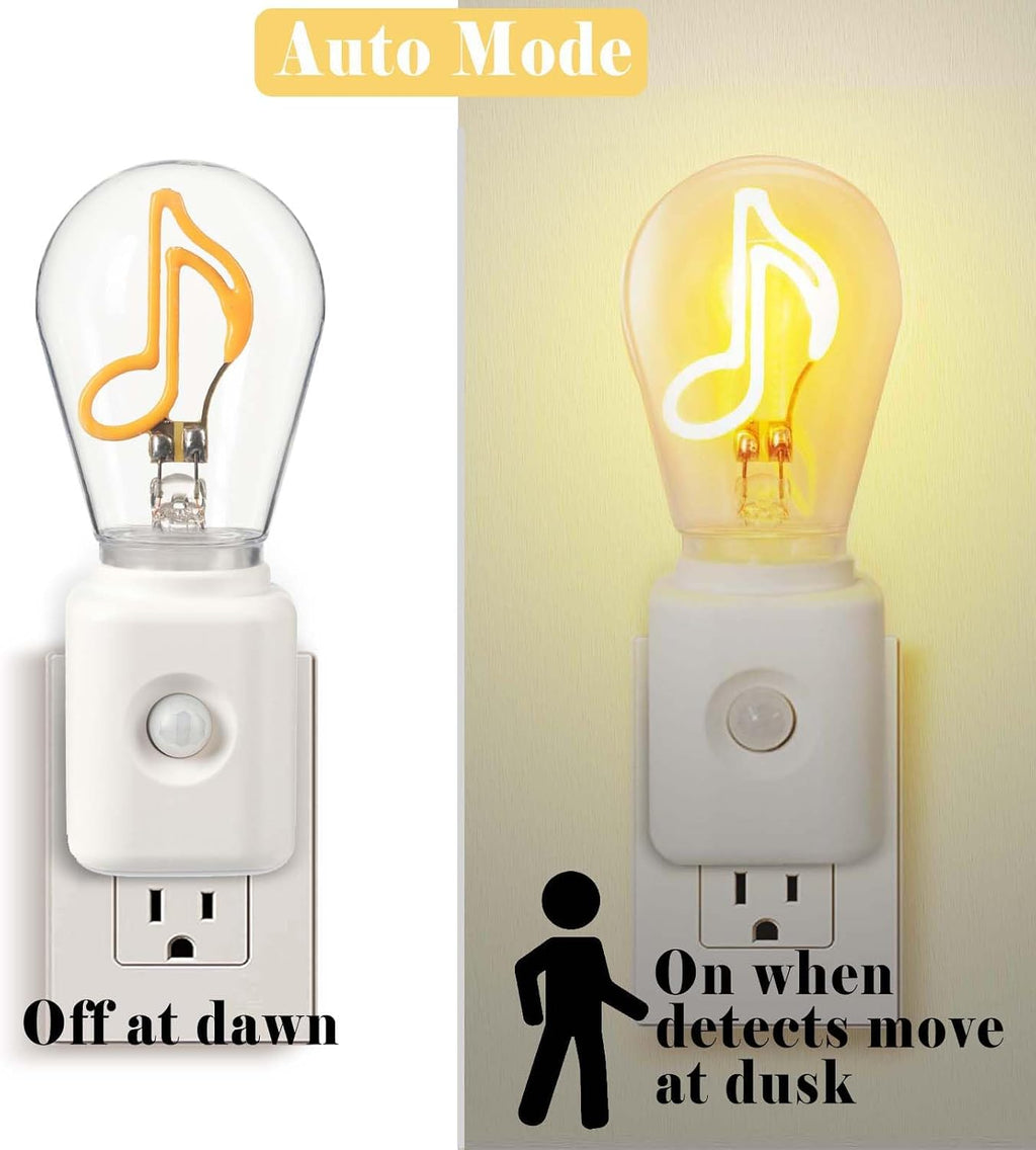 Filament LED Night Light Plug-in, 2200K Ultra Warm White, Motion & Dusk to Dawn Sensor, 10-100LM Adjustable Brightness, for Bedroom, Hallway, Stairs – 1 Pack