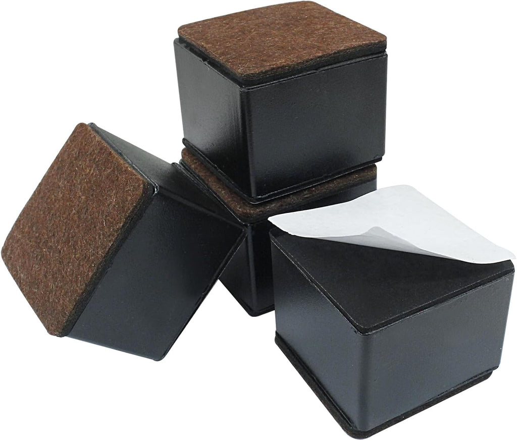4 Pcs Self-Adhesive Furniture Bed Risers, 2in, Black