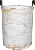 Marble Print Round Laundry Hamper Storage Basket Toys Clothes Organizer Bin For Home Bathroom Bedroom Dorm Nursery, 38l