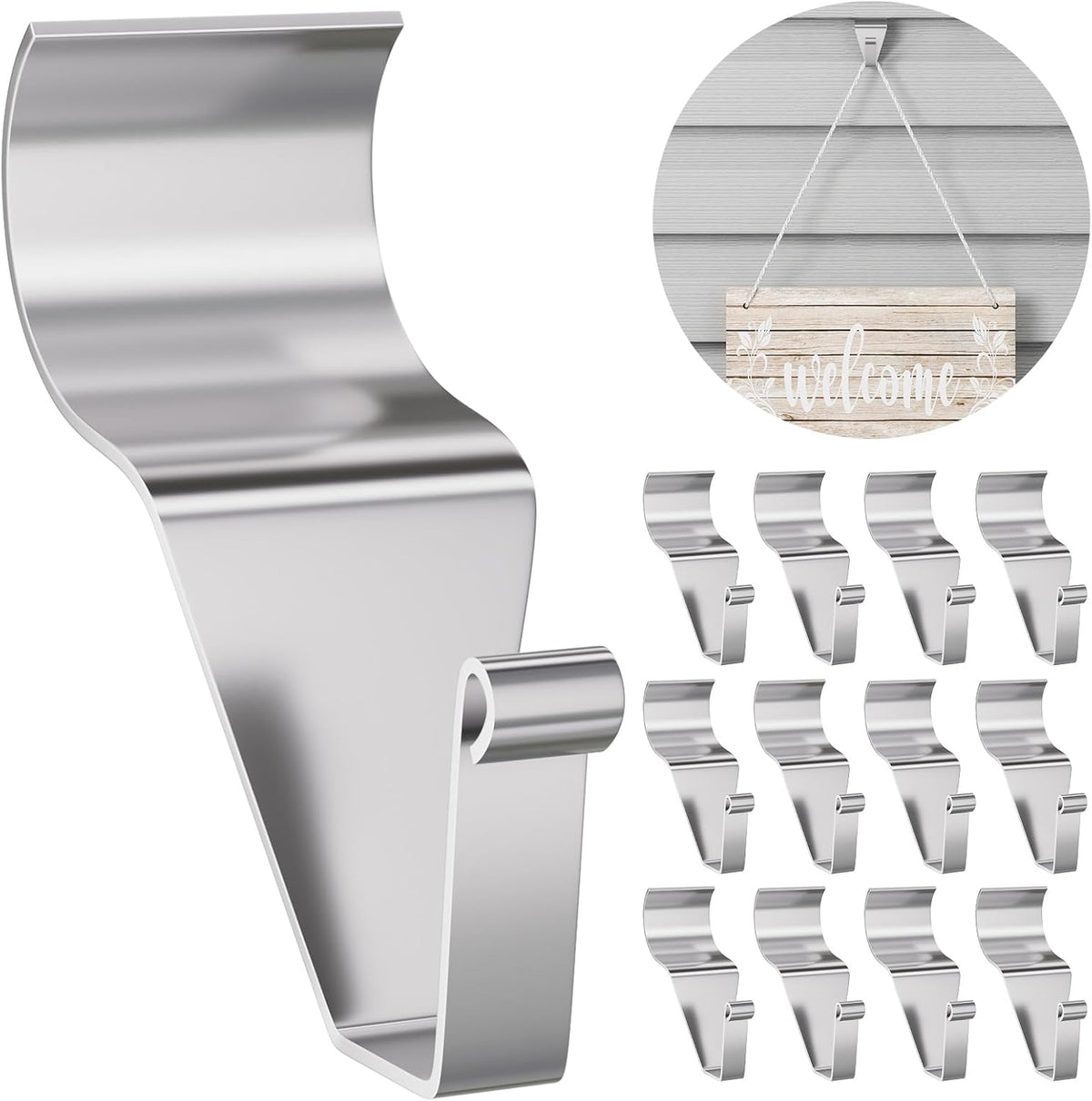 Cozcty No-Hole Vinyl Siding Hooks, 12-Pack Stainless Steel Holds Up to 18lb