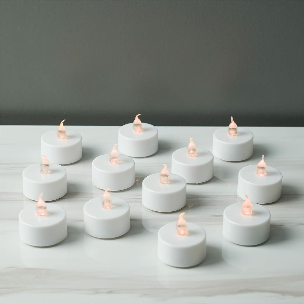 ARORA Flameless Flickering LED Tea Lights Candles Pack of 12, Warm Yellow Votive Battery-Operated Candles for Wedding Anniversary Halloween Christmas
