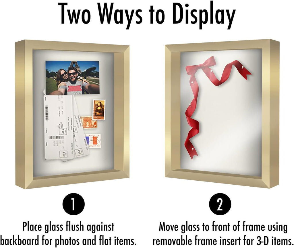Americanflat 11x14 Shadow Box Frame - Engineered Wood - Gold