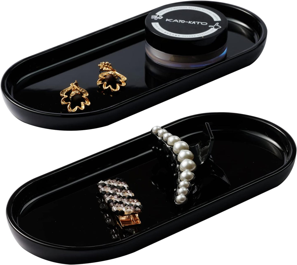 SheeChung Acrylic Vanity Tray, Bathroom Makeup Organizer Countertop, Black