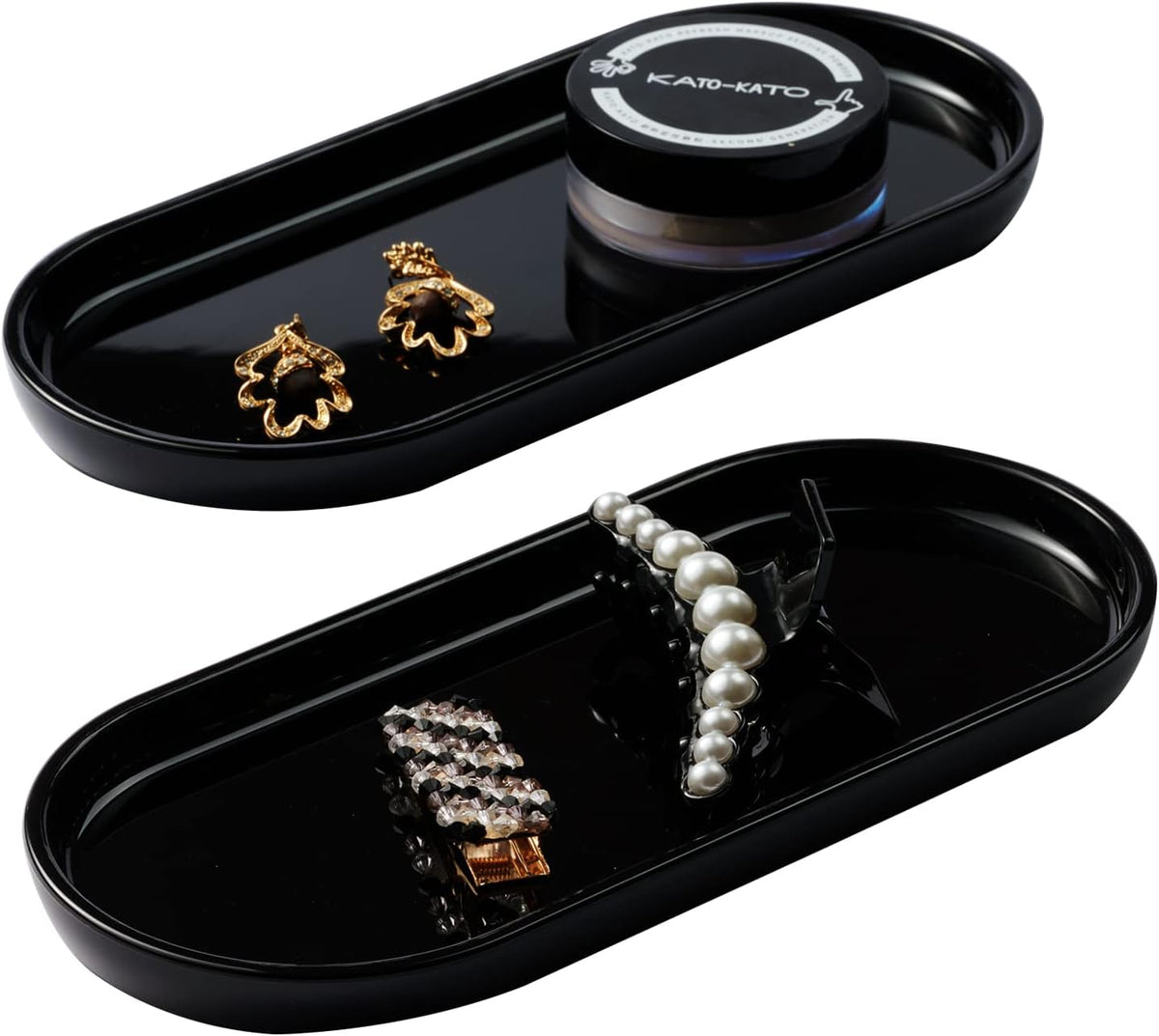 SheeChung Acrylic Vanity Tray, Bathroom Makeup Organizer Countertop, Black
