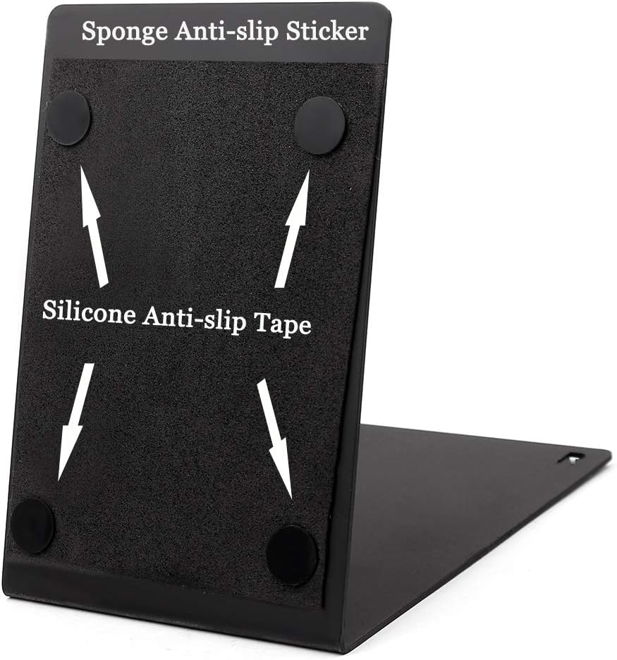 Premium Heavy-Duty Metal Bookend - Black L-Shaped Book End