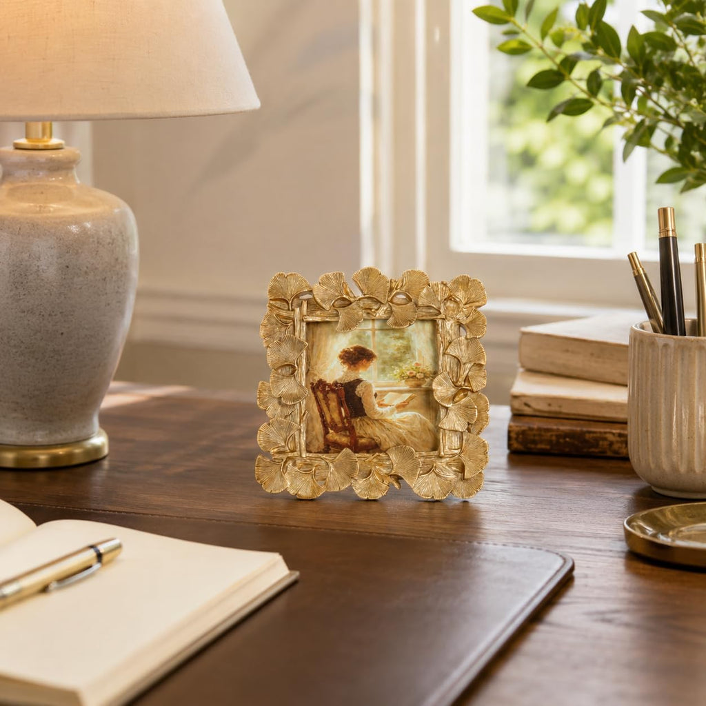 Vintage Picture Frames, Gold Vintage Frame, Leaf, Gold, 4x4 Inch