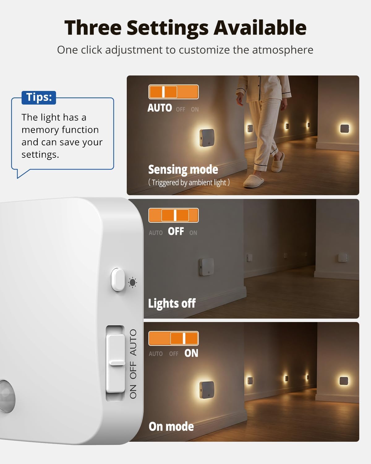 Rechargeable Night Light Backlit, 3CCT Motion Sensor Light Indoor, 4 Pack