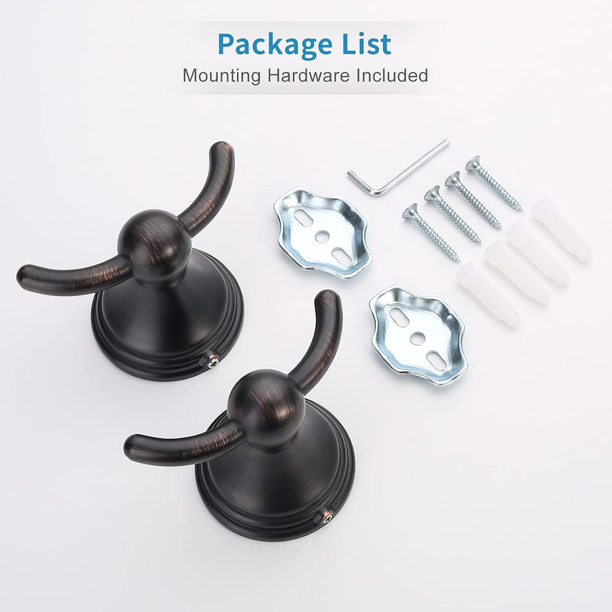 FILTA Bathroom Towel Hooks, Oil Rubbed Bronze Robe & Towel Hooks for Wall Mounted, Traditional Towel and Robe Hooks for Hanging Towels, Bath Towel Holder for Shower(2 Pack)