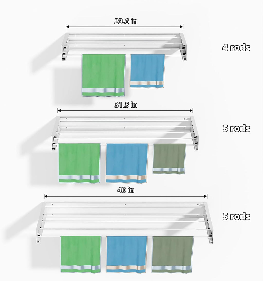 ZMBESUP Wall Mounted Drying Rack, 31.5-Inch Foldable Laundry Rack