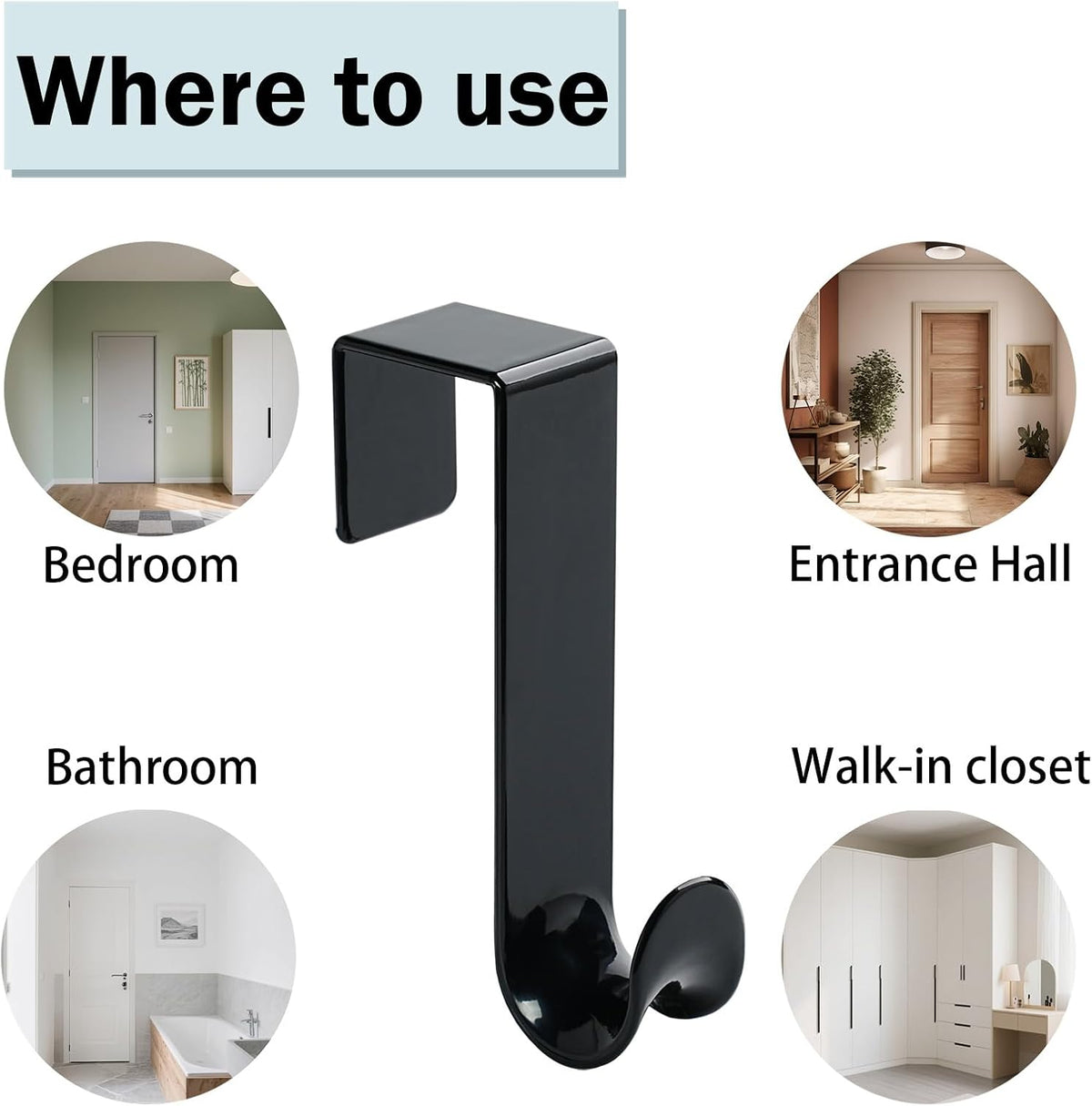 NewTalent 8 Pcs Plastic Over The Door Hooks, Over-The-Door Hanger Hook Set