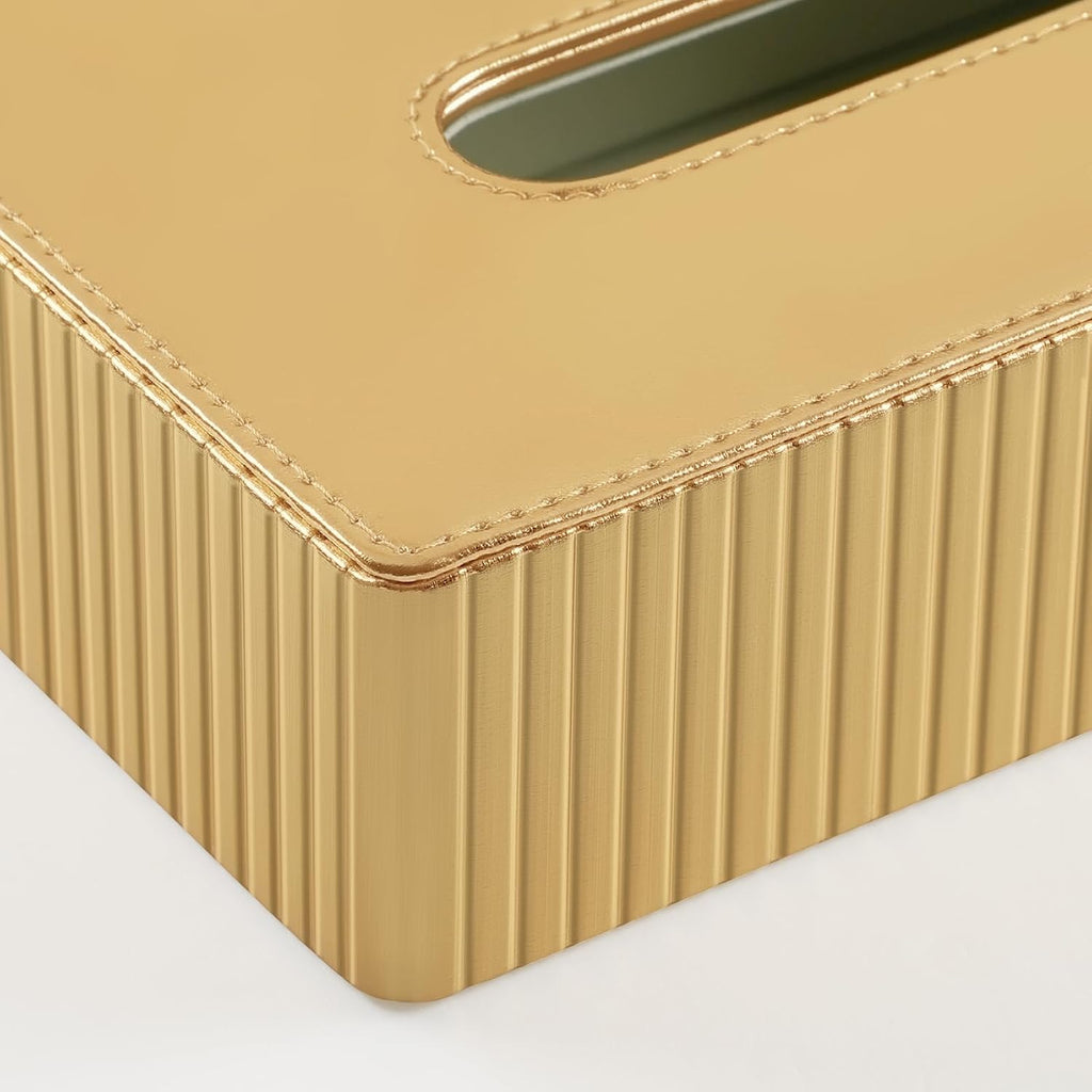 Short Tissue Box Cover, Rectangle Tissue Box Holder, Shiny Gold
