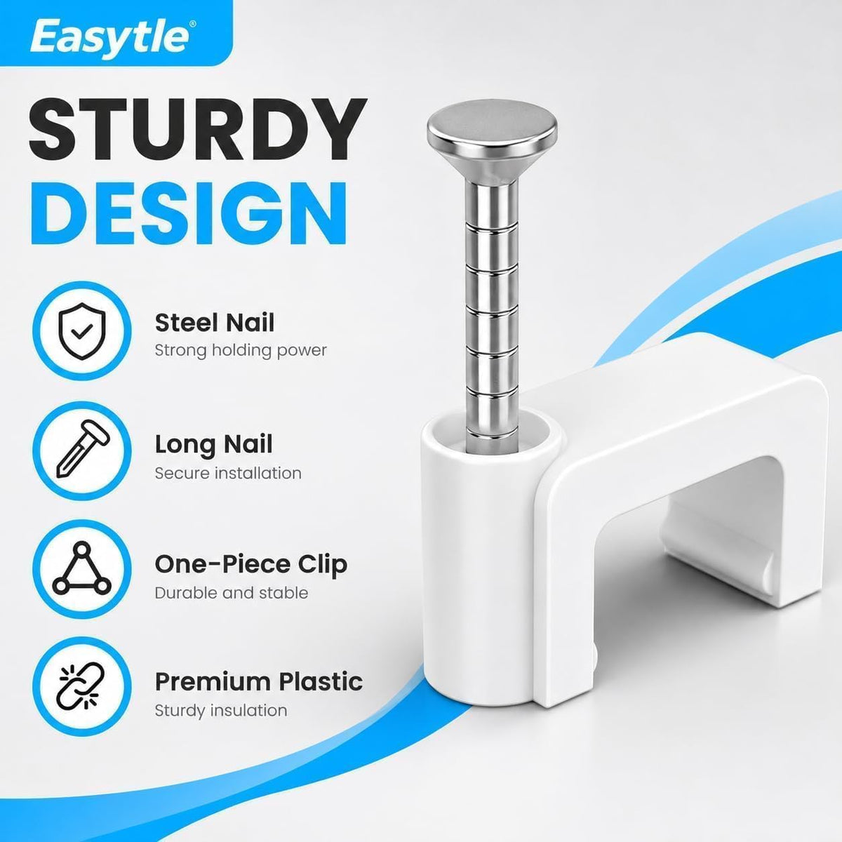 Easytle 200 Pcs 8mm Cable Clips Nail in Flat Ethernet Cable Wall Clips for Cords Cat5/Cat5e/Cat6/Cat7 RJ45 Coax Speaker Wire
