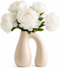 Cream White Ceramic Vase for Pampas, Boho Shelf & Table Decor