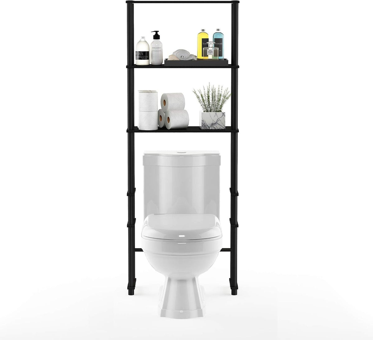Furinno Turn-N-Tube with 3 Shelves Toilet Space Saver, Espresso/Black