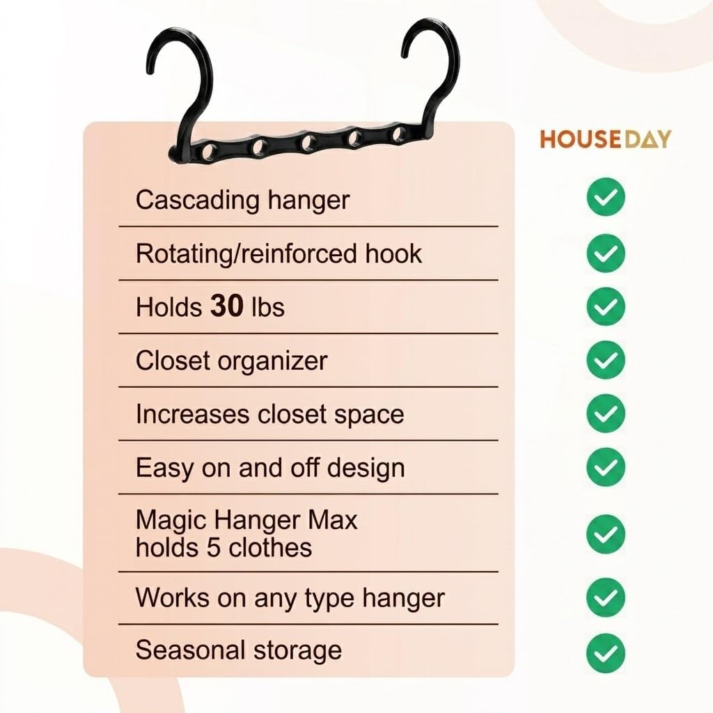 HOUSE DAY Closet Organizers and Storage 8 Pack - Black, Saving Closet Space
