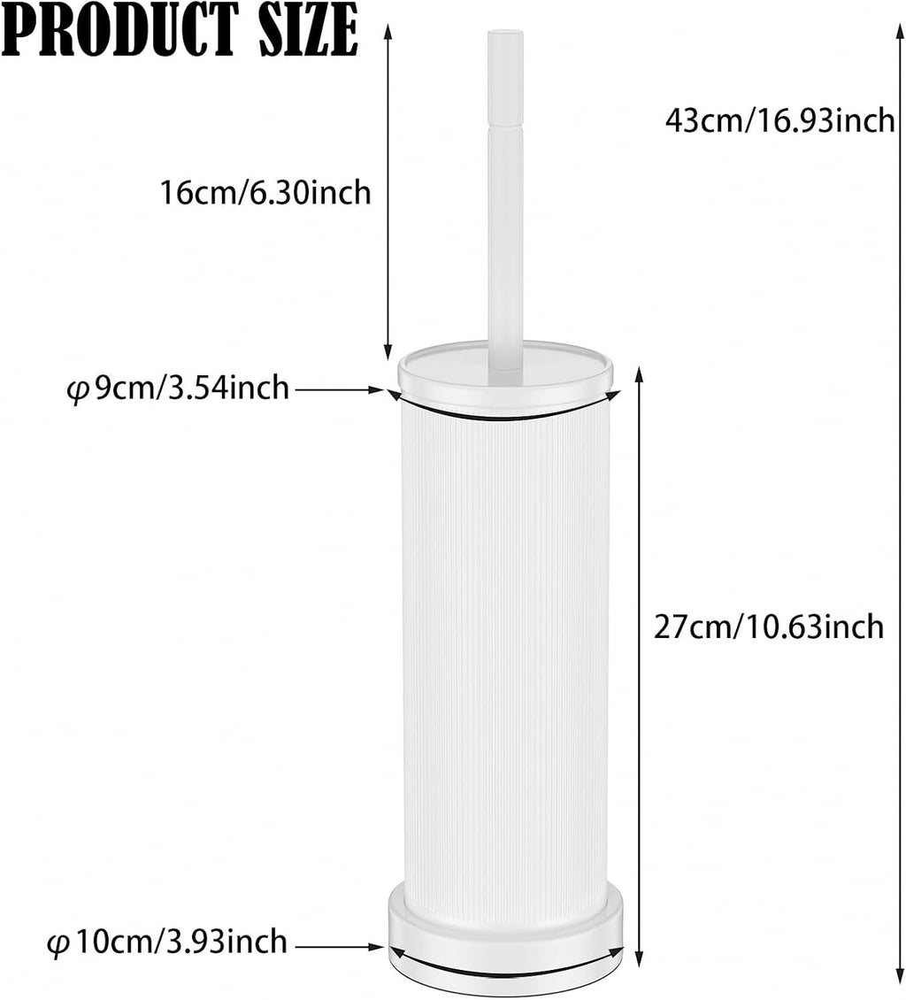Metal Vertical Grain Toilet Bowl Brush and Holder Set Scrubber White