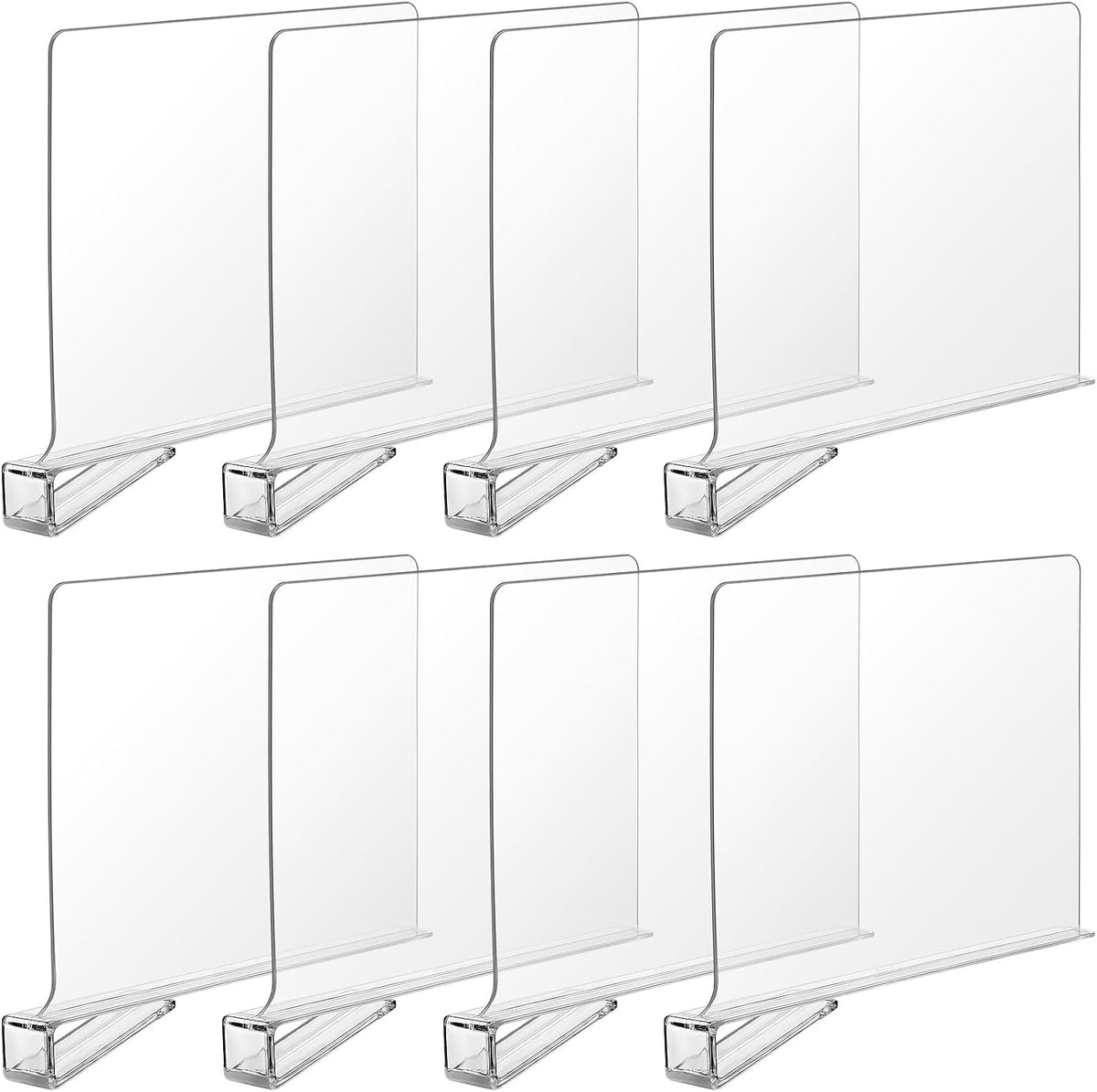 Boao 8 Pcs Shelf Dividers for Closet Organization Acrylic Clear Shelf Divider Purse Organizer Handbag Separator Bookshelf Divider for Closet Bedroom Kitchen Office Cabinet Bathroom