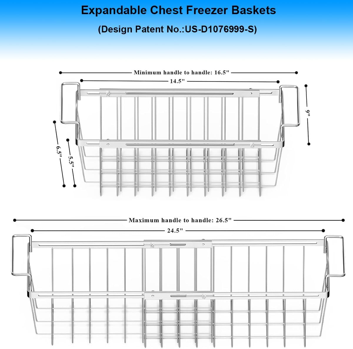 Orgneas Freezer Baskets for Chest Freezer Real Capacity Expandable