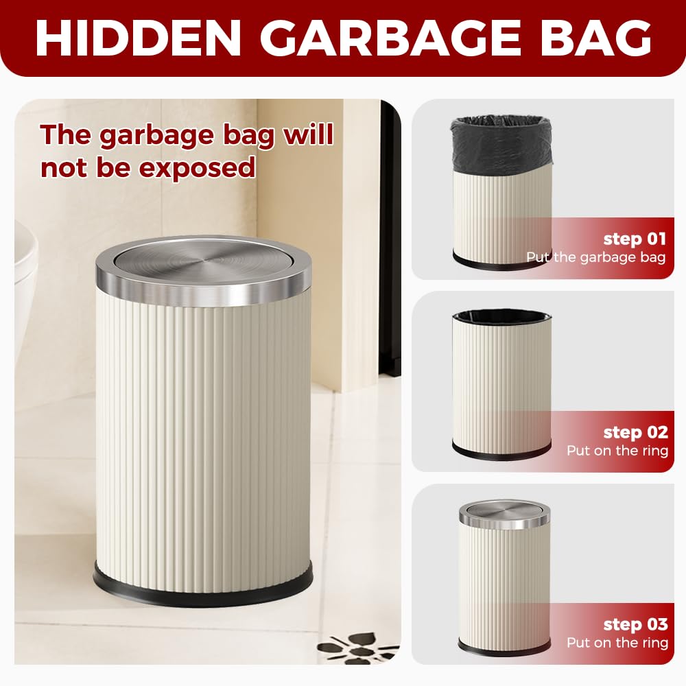 9L/2.4Gal Small Bathroom Trash Can with Swing Lid