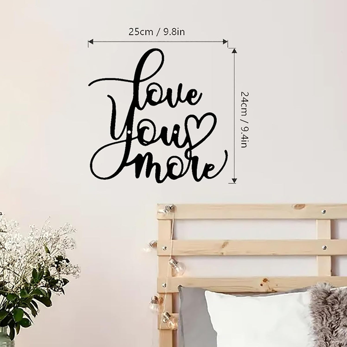 DUOOLN Love You More Wall Decor Blessed Art, Black Metal Text Signage Sign, Iron Hanging Sculptures, Home Inspirational Quotes, For Living Roo Bedside Table In The Bedroom Couples Gift - 9.8x9.4in