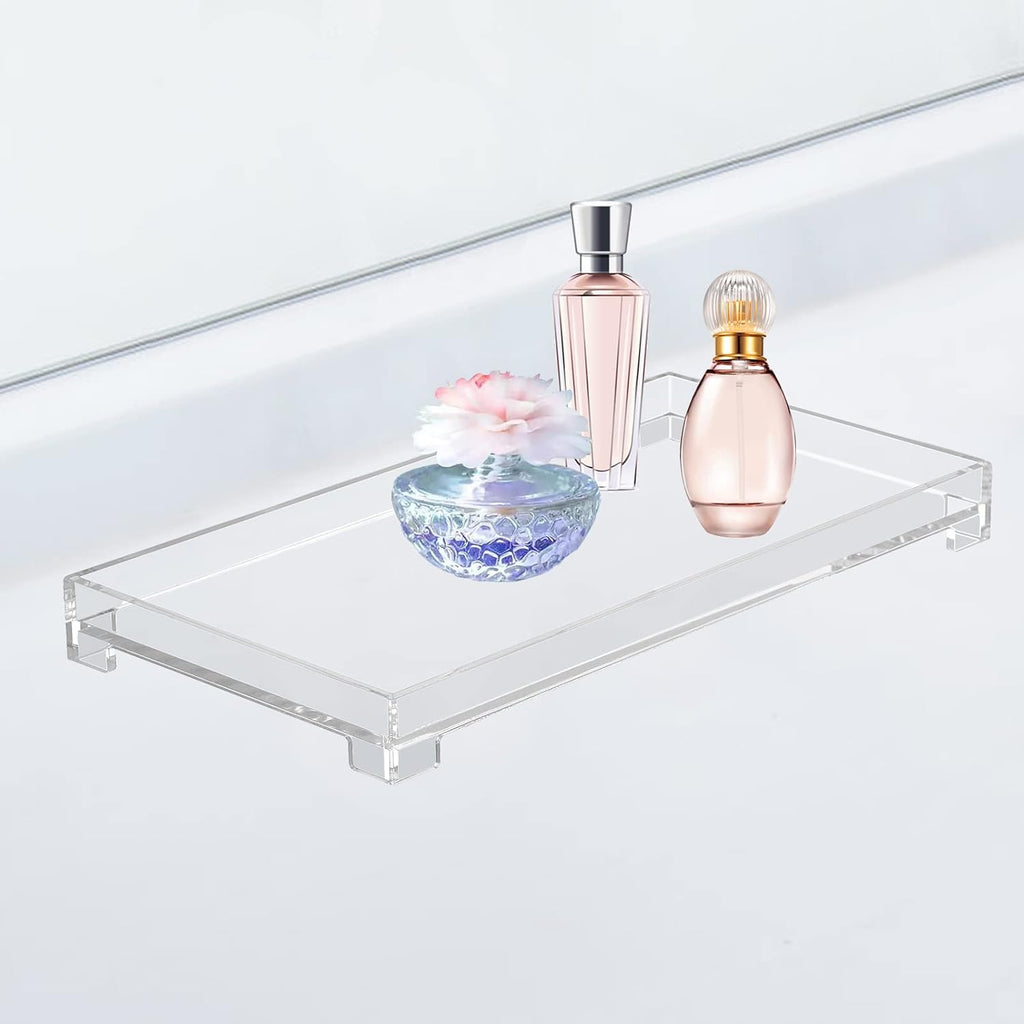 Vanity Bathroom Tray Acrylic Clear Rectangle Decorative Organizer, Large